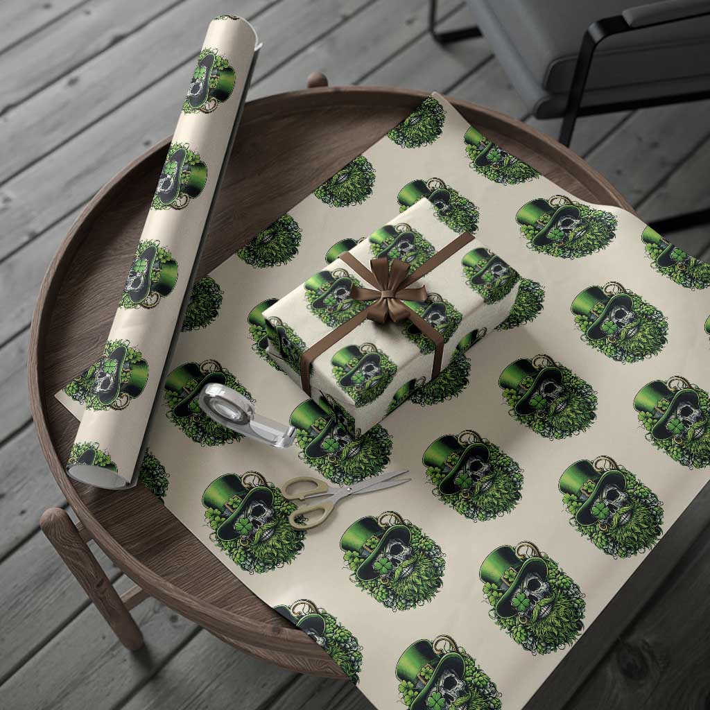 Irish Leprechaun Skull Wrapping Paper Roll St Patricks Day Party Gift TS12 Beige Print Your Wear