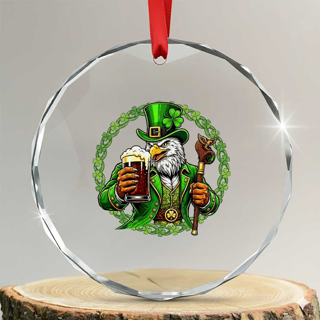 Irish Patriotic Eagle Leprechaun Crystal Glass Ornament St Patricks Day Gift TS12 Transparent Glass 3'' Circle Print Your Wear