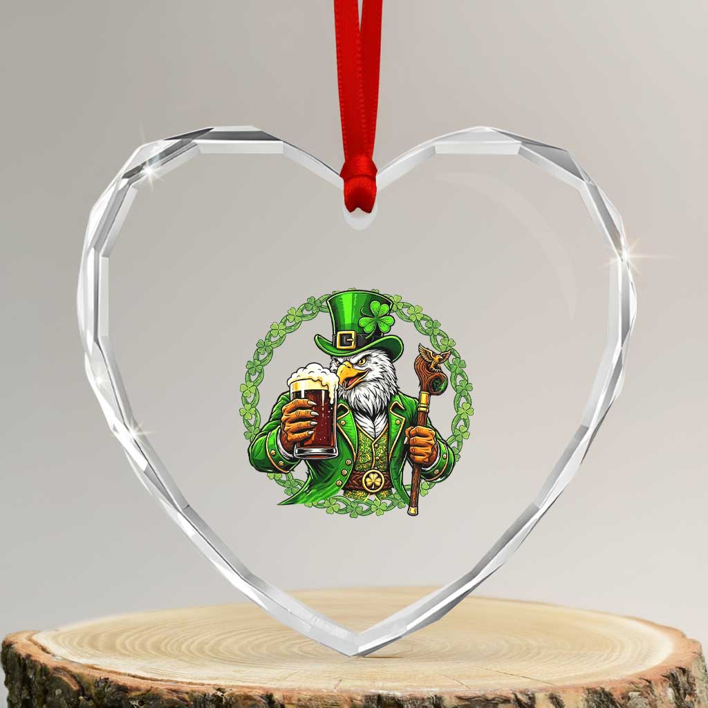 Irish Patriotic Eagle Leprechaun Heart Crystal Glass Ornament St Patricks Day Gift TS12 Transparent Glass 3'' Heart Print Your Wear