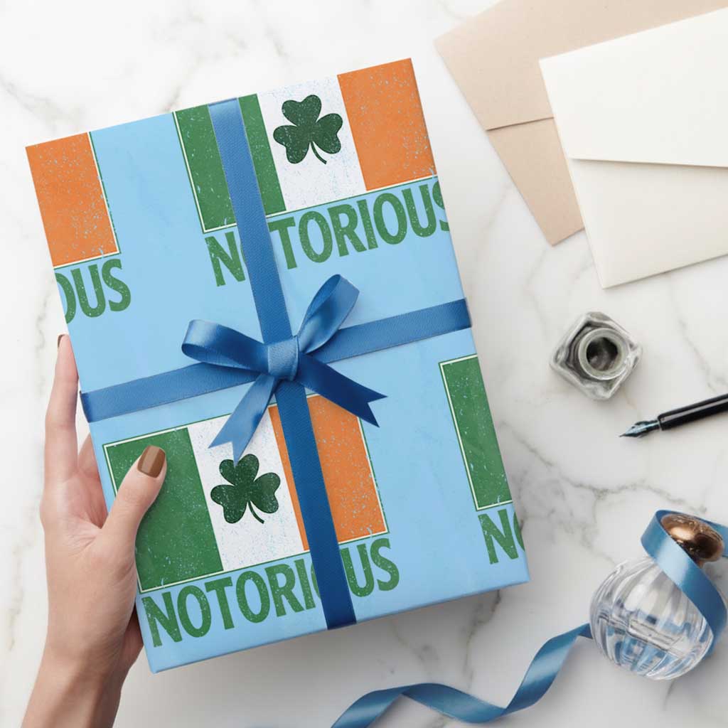 Irish Pride Boxing Fighting Notorious Wrapping Paper Roll Vintage Ireland Flag Irish Retro Throwback TS10 Light Blue Print Your Wear
