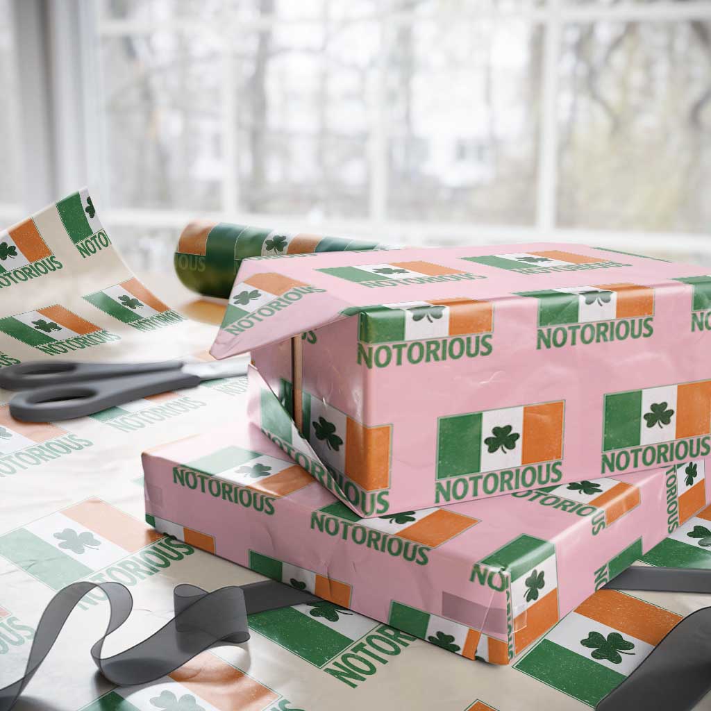 Irish Pride Boxing Fighting Notorious Wrapping Paper Roll Vintage Ireland Flag Irish Retro Throwback TS10 Light Pink Print Your Wear