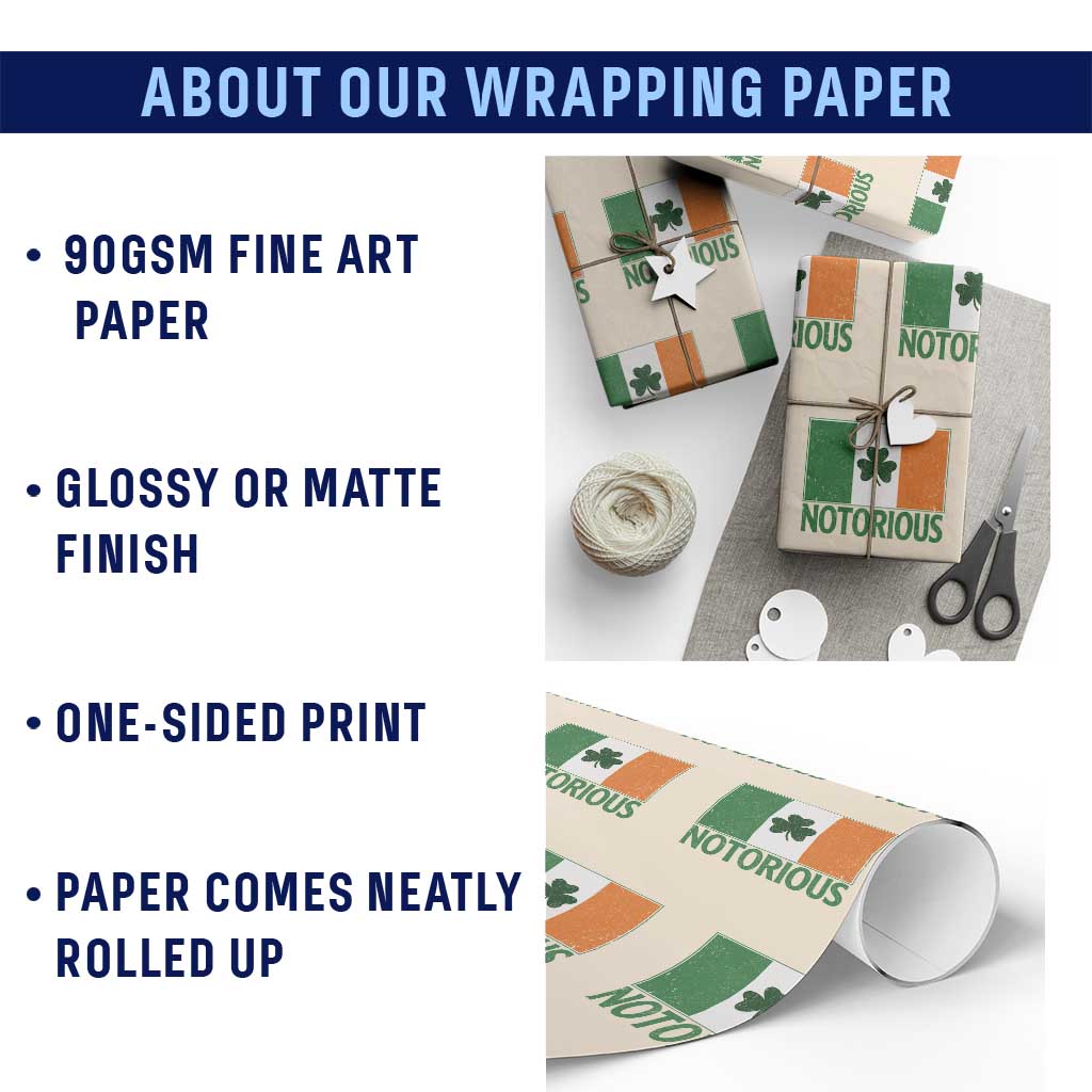 Irish Pride Boxing Fighting Notorious Wrapping Paper Roll Vintage Ireland Flag Irish Retro Throwback TS10 Print Your Wear