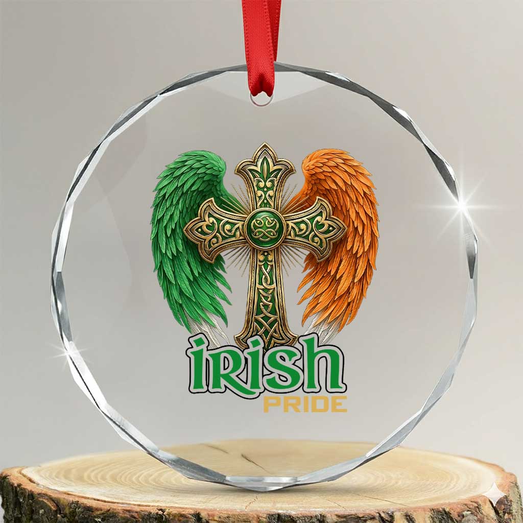Irish Pride Celtic Cross Crystal Glass Ornament Christian Gift TS12 Transparent Glass 3'' Circle Print Your Wear