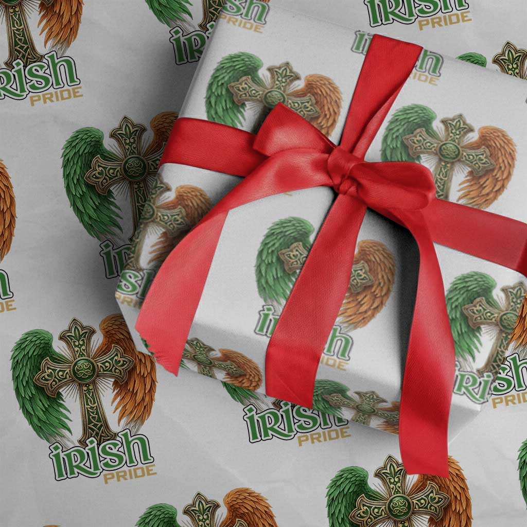 Irish Pride Celtic Cross Wrapping Paper Roll Christian Gift TS12 White Print Your Wear