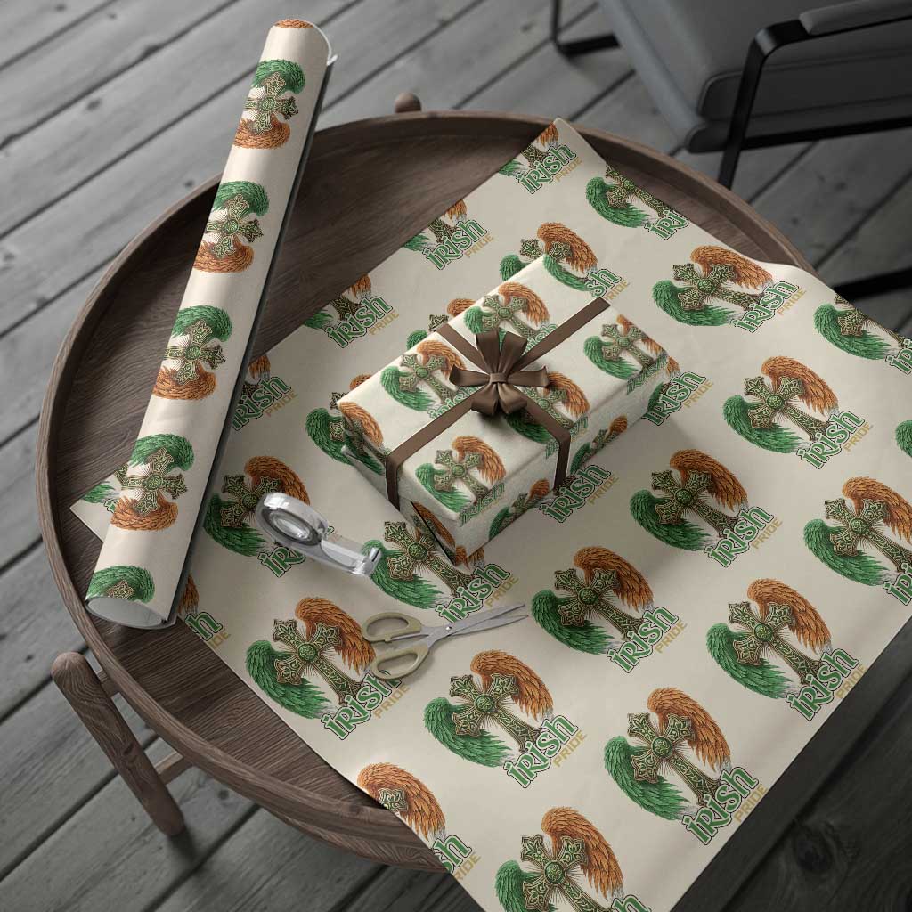 Irish Pride Celtic Cross Wrapping Paper Roll Christian Gift TS12 Beige Print Your Wear