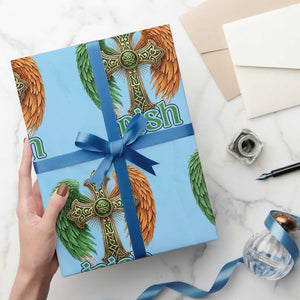 Irish Pride Celtic Cross Wrapping Paper Roll Christian Gift TS12 Light Blue Print Your Wear
