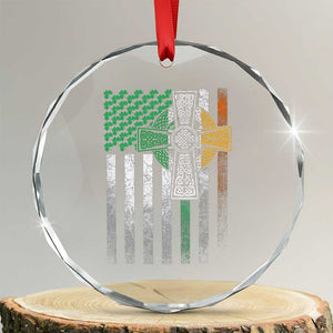 Irish Pride Crystal Glass Ornament American Flag Celtic Cross Shamrock St Patrick's Day TS11 Transparent Glass 3'' Circle Print Your Wear