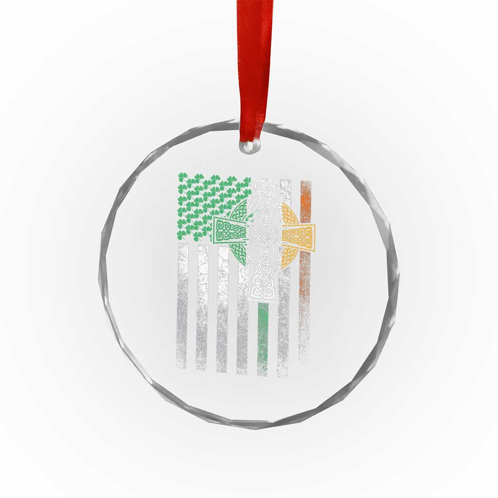 Irish Pride Crystal Glass Ornament American Flag Celtic Cross Shamrock St Patrick's Day TS11 Print Your Wear
