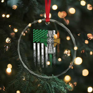 Irish Pride Crystal Glass Ornament American Flag Celtic Cross Shamrock St Patrick's Day TS11 Print Your Wear