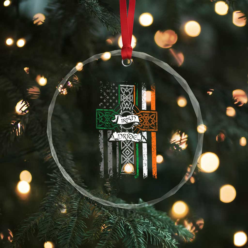 Irish Pride Crystal Glass Ornament American Flag Celtic Cross St Patricks Day TS02 Print Your Wear