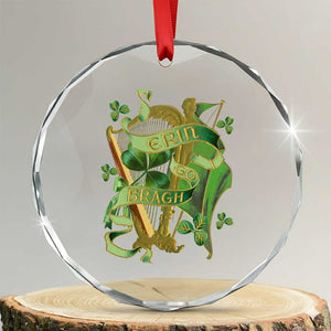 Irish Pride Crystal Glass Ornament Erin Go Bragh Harp Shamrock St Patrick's Day TS11 Transparent Glass 3'' Circle Print Your Wear