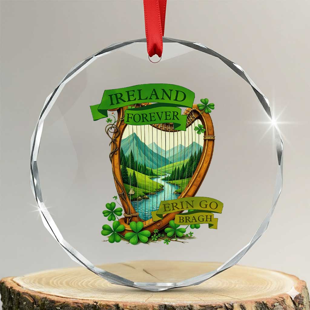 Irish Pride Crystal Glass Ornament Ireland Forever Erin Go Bragh Harp Shamrock TS11 Transparent Glass 3'' Circle Print Your Wear