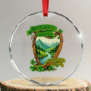 Irish Pride Crystal Glass Ornament Ireland Forever Erin Go Bragh Harp Shamrock TS11 Transparent Glass 3'' Circle Print Your Wear