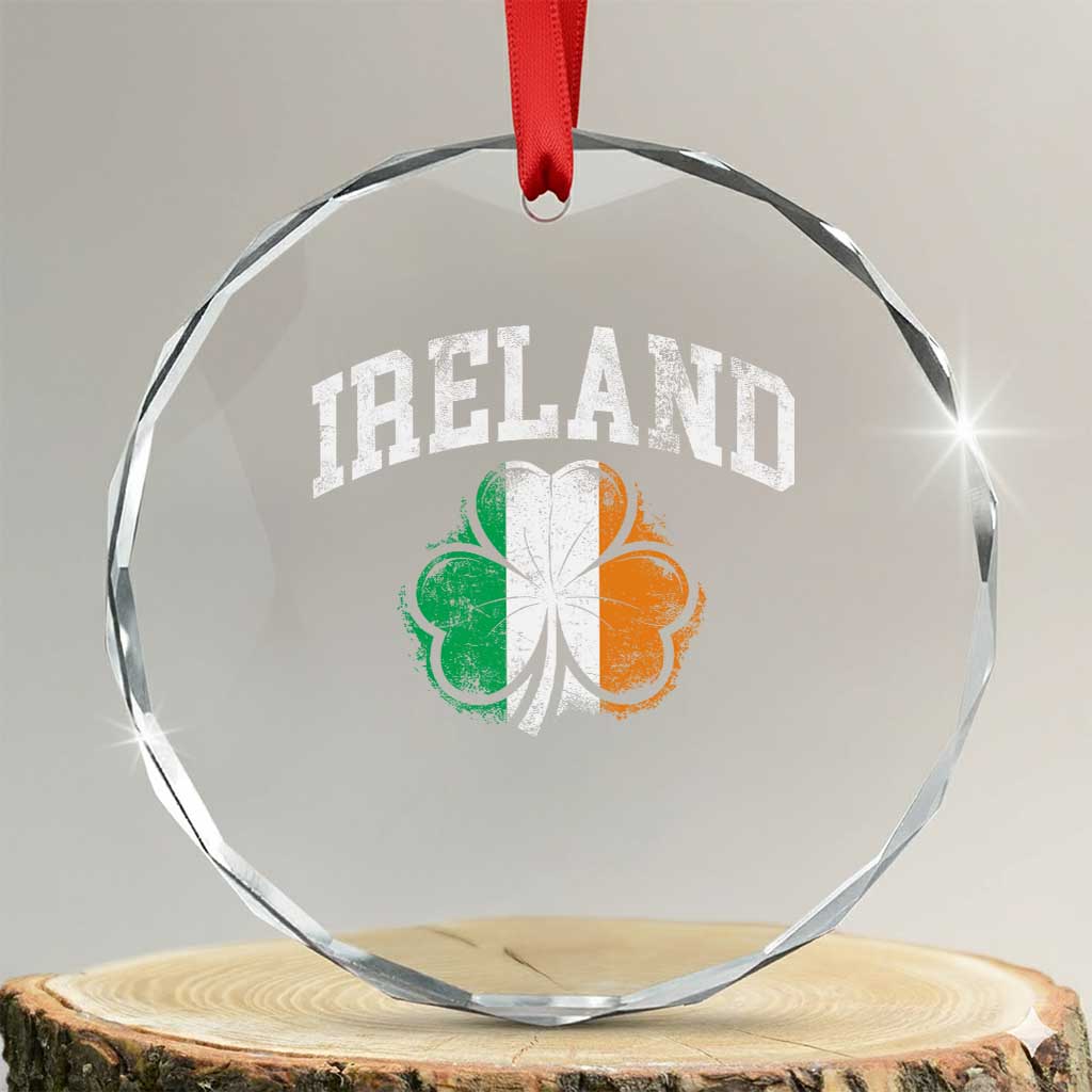 Irish Pride Crystal Glass Ornament Ireland Shamrock Flag St Patricks Day TS11 Transparent Glass 3'' Circle Print Your Wear
