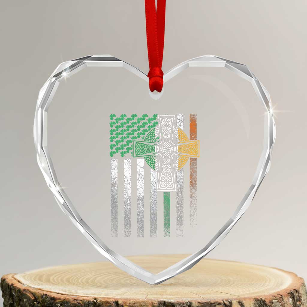 Irish Pride Heart Crystal Glass Ornament American Flag Celtic Cross Shamrock St Patrick's Day TS11 Transparent Glass 3'' Heart Print Your Wear