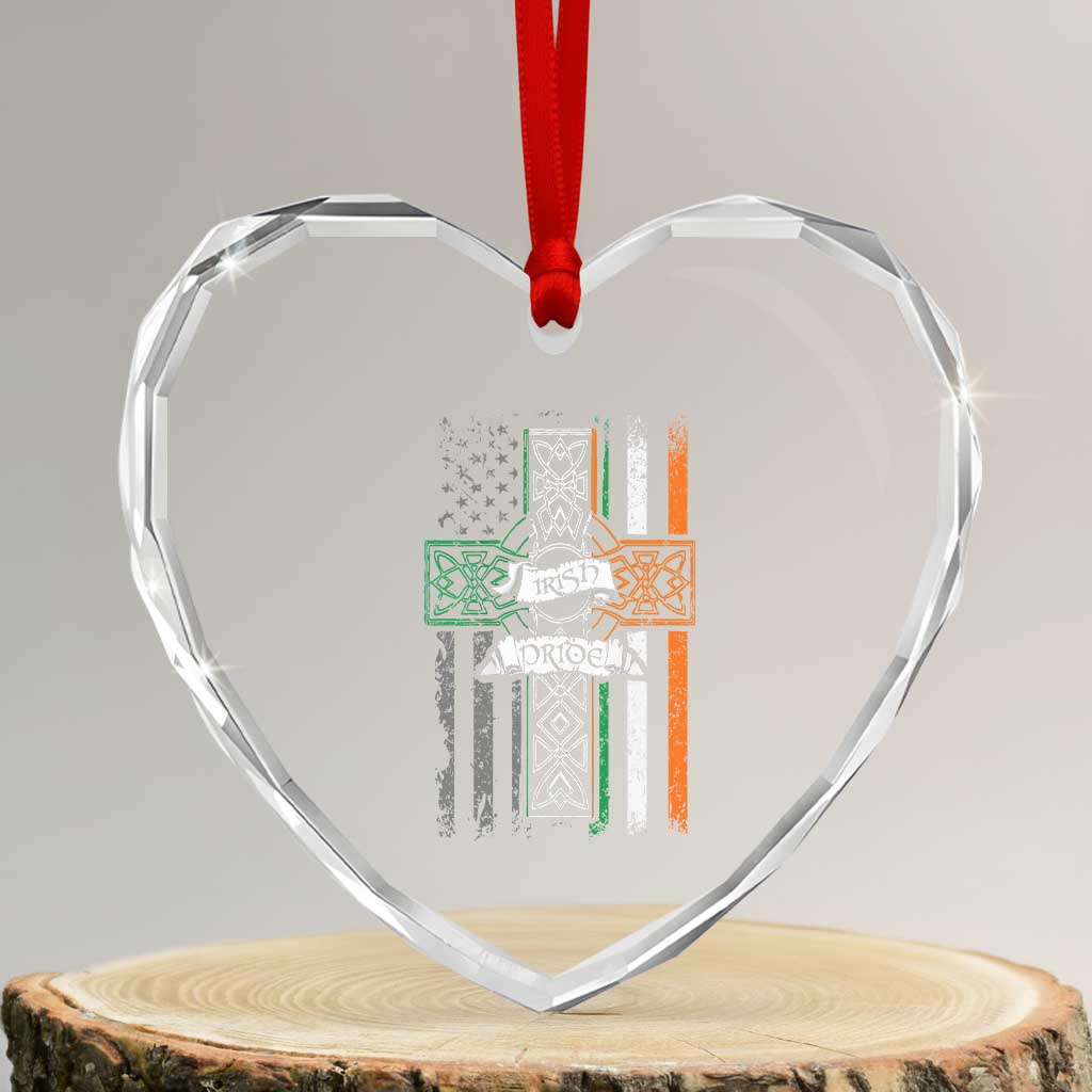 Irish Pride Heart Crystal Glass Ornament American Flag Celtic Cross St Patricks Day TS02 Transparent Glass 3'' Heart Print Your Wear