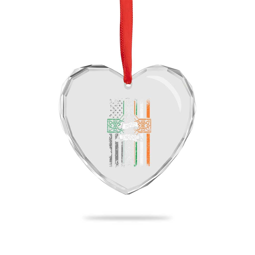 Irish Pride Heart Crystal Glass Ornament American Flag Celtic Cross St Patricks Day TS02 Print Your Wear