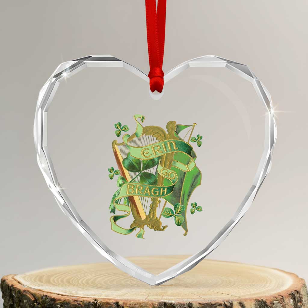 Irish Pride Heart Crystal Glass Ornament Erin Go Bragh Harp Shamrock St Patrick's Day TS11 Transparent Glass 3'' Heart Print Your Wear
