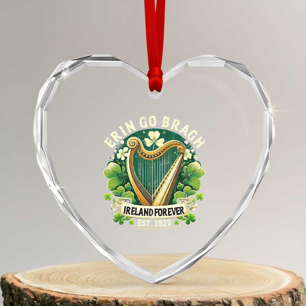 Irish Pride Heart Crystal Glass Ornament Ireland Forever Erin Go Bragh Est 1922 Harp Shamrock TS11 Transparent Glass 3'' Heart Print Your Wear