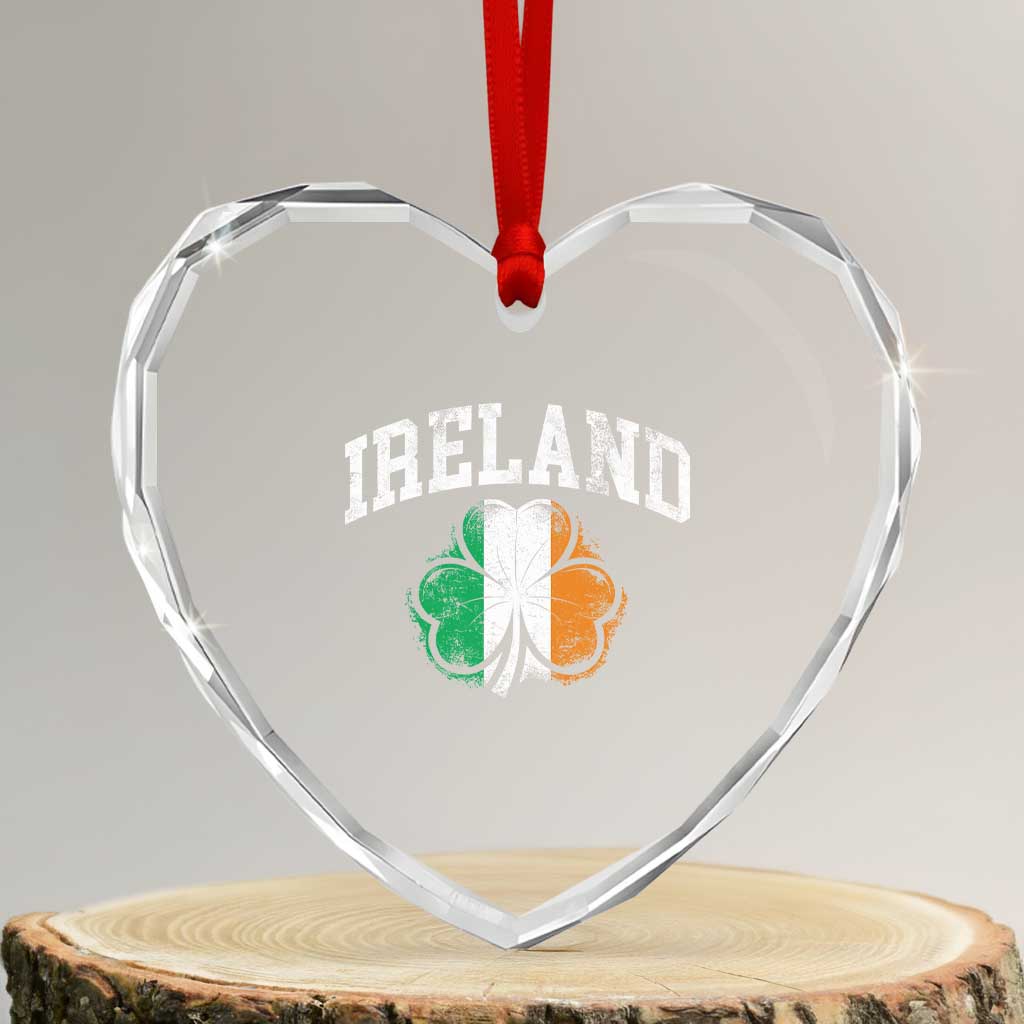 Irish Pride Heart Crystal Glass Ornament Ireland Shamrock Flag St Patricks Day TS11 Transparent Glass 3'' Heart Print Your Wear