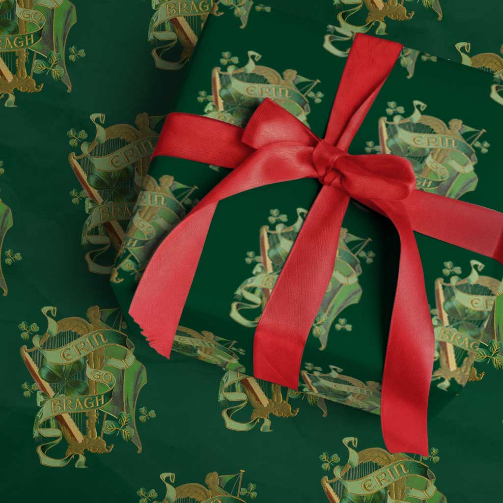 Irish Pride Wrapping Paper Roll Erin Go Bragh Harp Shamrock St Patrick's Day TS11 Green Print Your Wear