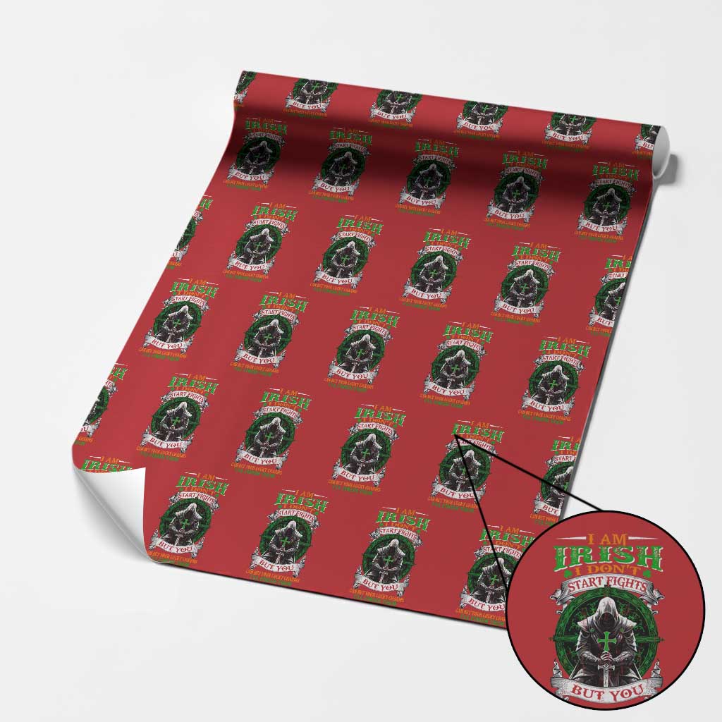 Irish Pride Wrapping Paper Roll I Am Irish I Don't Start Fights But You Can Bet Your Lucky Charms TS11 Red Print Your Wear