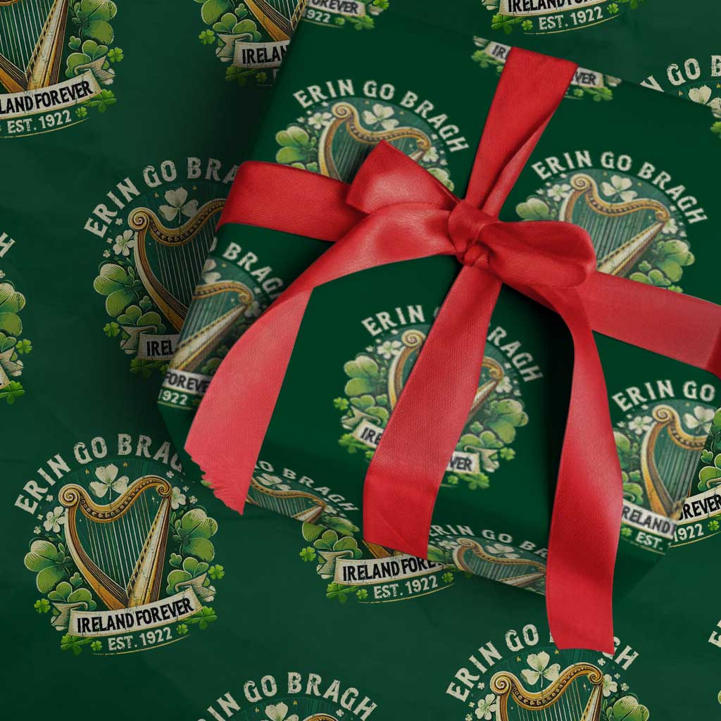 Irish Pride Wrapping Paper Roll Ireland Forever Erin Go Bragh Est 1922 Harp Shamrock TS11 Green Print Your Wear
