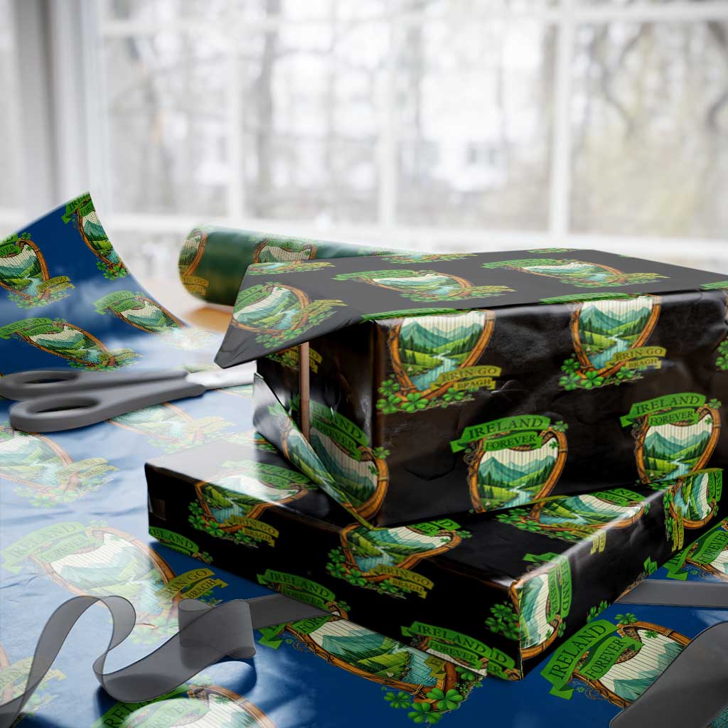 Irish Pride Wrapping Paper Roll Ireland Forever Erin Go Bragh Harp Shamrock TS11 Black Print Your Wear