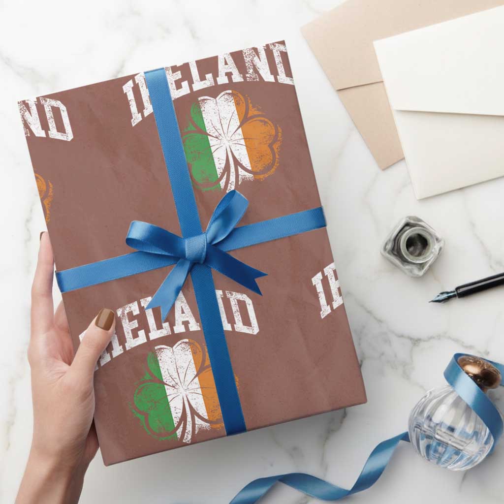 Irish Pride Wrapping Paper Roll Ireland Shamrock Flag St Patricks Day TS11 Mocha Print Your Wear
