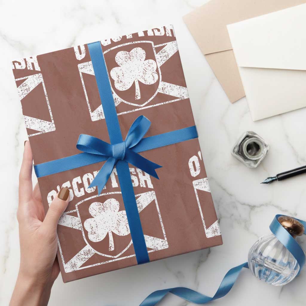Irish-Scots Irish Scottish Wrapping Paper Roll O'Scottish Vintage Shamrock TS11 Mocha Print Your Wear