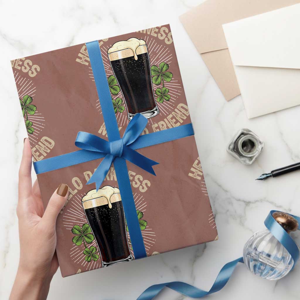 Irish Shamrock Beer Day Wrapping Paper Roll Hello Darkness My Old Friend TS10 Mocha Print Your Wear
