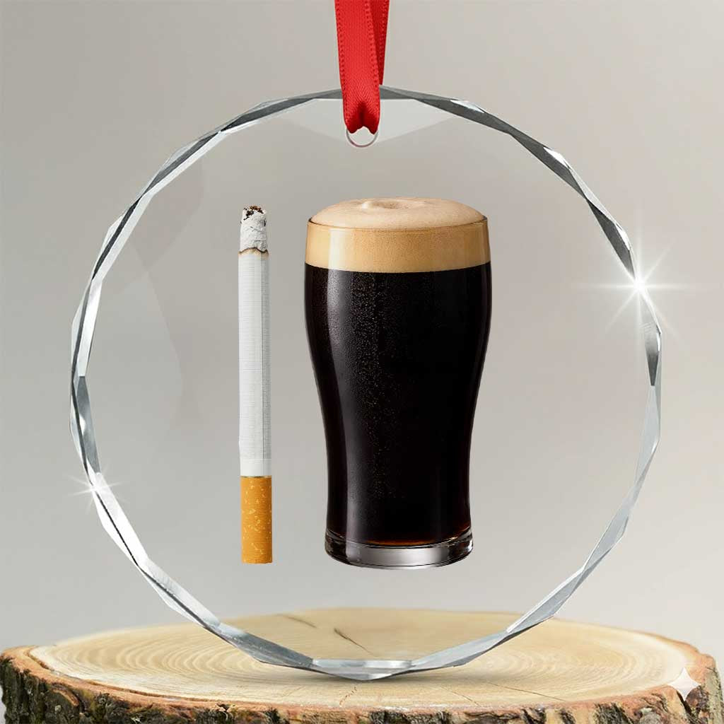 Irish Shamrock Beer Smoking Pub Drinking Humor Crystal Glass Ornament TS14 Transparent Glass 3'' Circle Print Your Wear