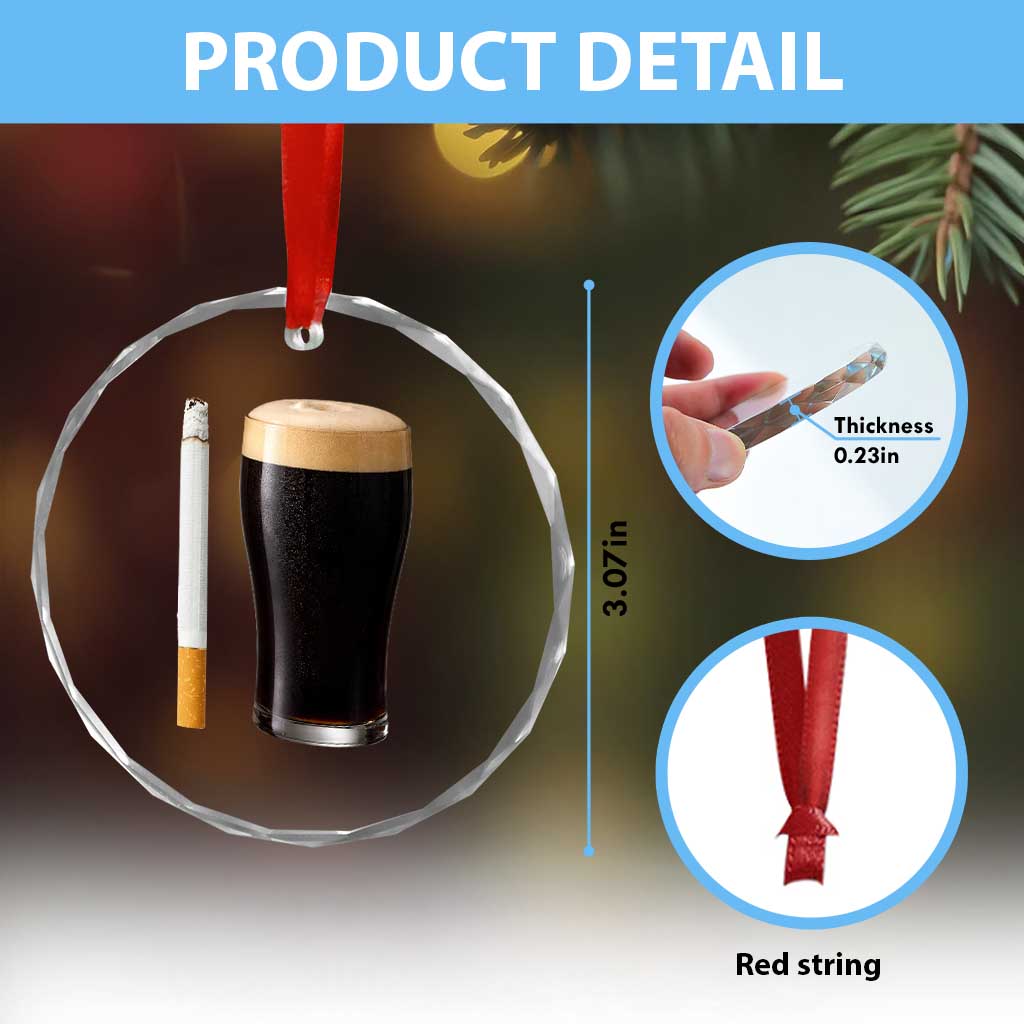 Irish Shamrock Beer Smoking Pub Drinking Humor Crystal Glass Ornament TS14 Print Your Wear