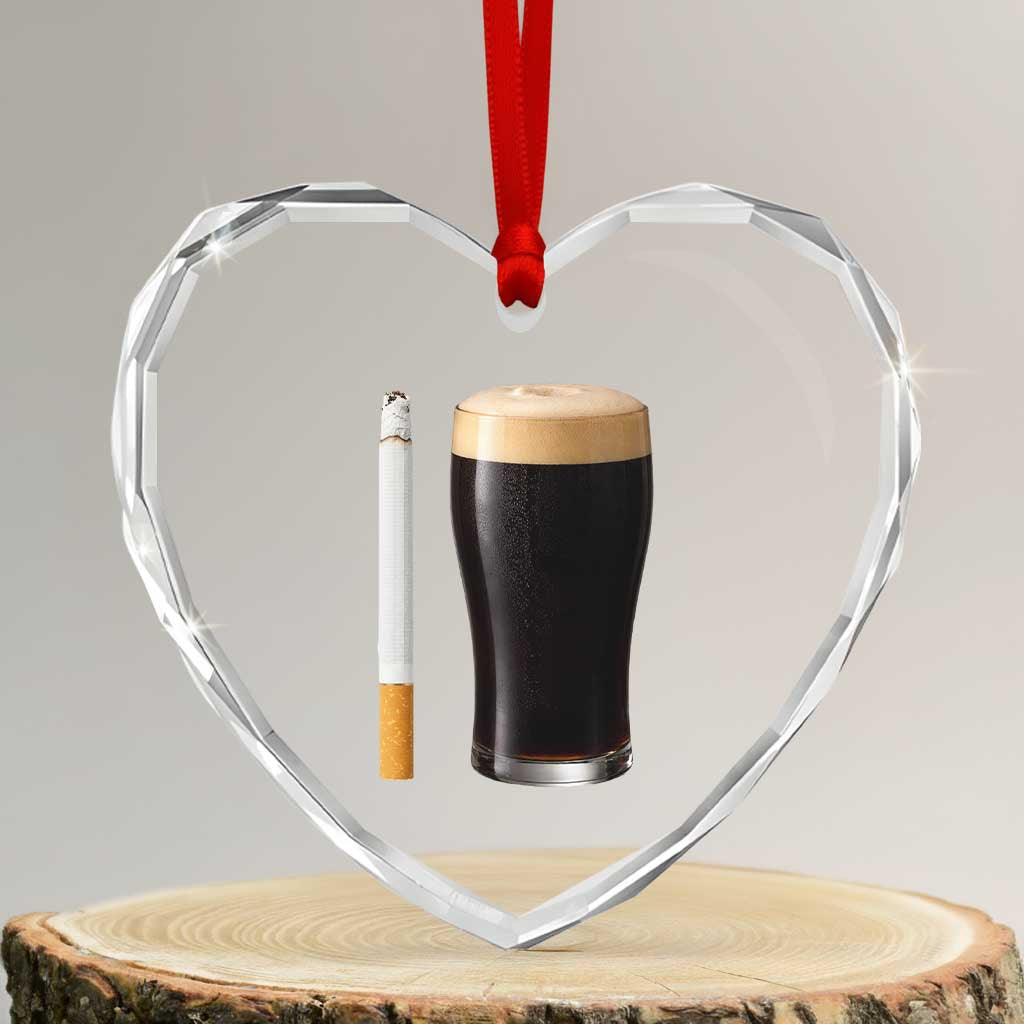 Irish Shamrock Beer Smoking Pub Drinking Humor Heart Crystal Glass Ornament TS14 Transparent Glass 3'' Heart Print Your Wear