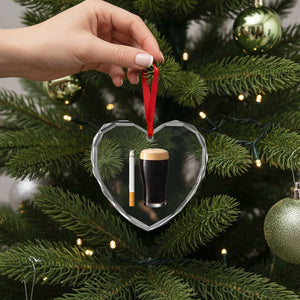 Irish Shamrock Beer Smoking Pub Drinking Humor Heart Crystal Glass Ornament TS14 Print Your Wear