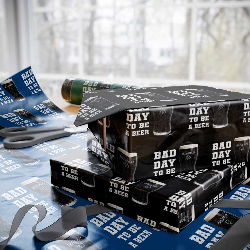 Irish Shamrock Beer Wrapping Paper Roll Bad Day To Be A Beer TS14 Black Print Your Wear