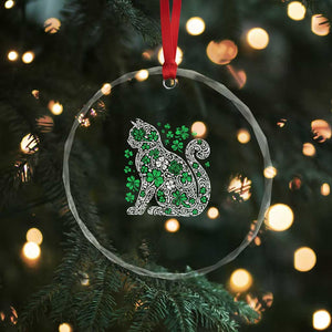 Irish Shamrock Cat Graphic Crystal Glass Ornament Saint Patrick Day for Cat Lovers TS02 Print Your Wear