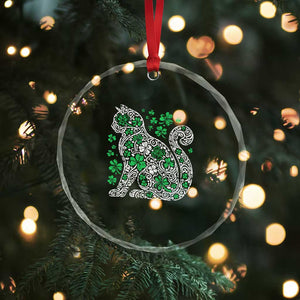 Irish Shamrock Cat Graphic Crystal Glass Ornament Saint Patrick Day for Cat Lovers TS02 Print Your Wear