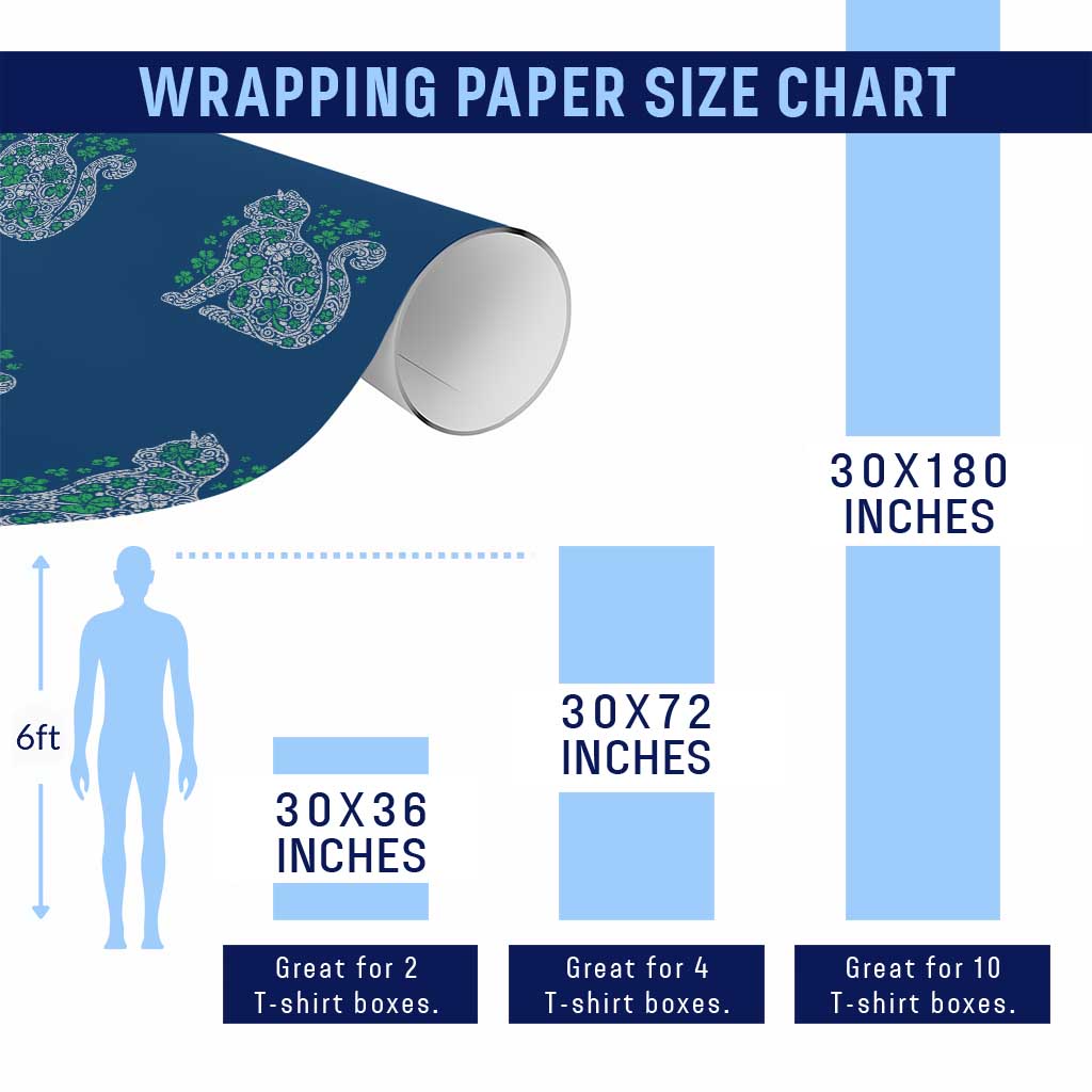 Irish Shamrock Cat Graphic Wrapping Paper Roll Saint Patrick Day for Cat Lovers TS02 Print Your Wear