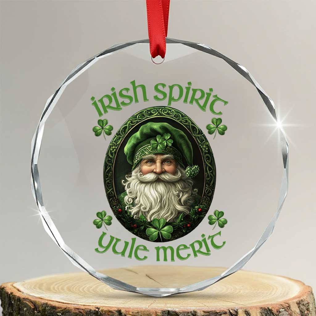 Irish Spirit Yule Merit Crystal Glass Ornament TS09 Transparent Glass 3'' Circle Print Your Wear