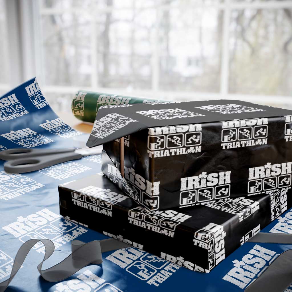Irish Triathlon Funny Drinking Challenge Wrapping Paper Roll St Patricks Day Beer Party Humor TS02 Black Print Your Wear