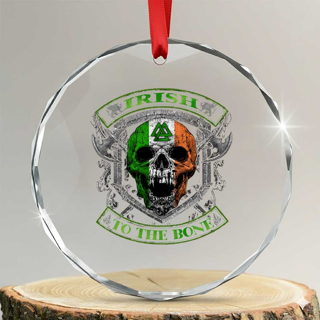 Irish Viking Crystal Glass Ornament Irish To The Bone Vintage Ireland Flag Skull TS11 Transparent Glass 3'' Circle Print Your Wear