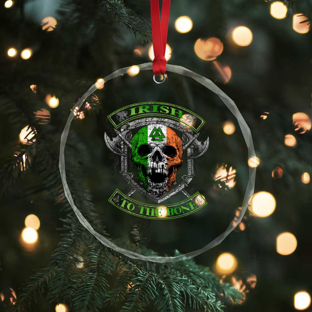 Irish Viking Crystal Glass Ornament Irish To The Bone Vintage Ireland Flag Skull TS11 Print Your Wear