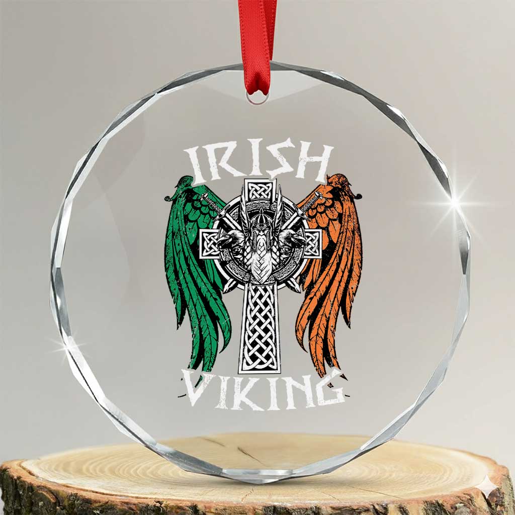 Irish Viking Crystal Glass Ornament Vintage Shamrock Celtic Viking Skull TS11 Transparent Glass 3'' Circle Print Your Wear