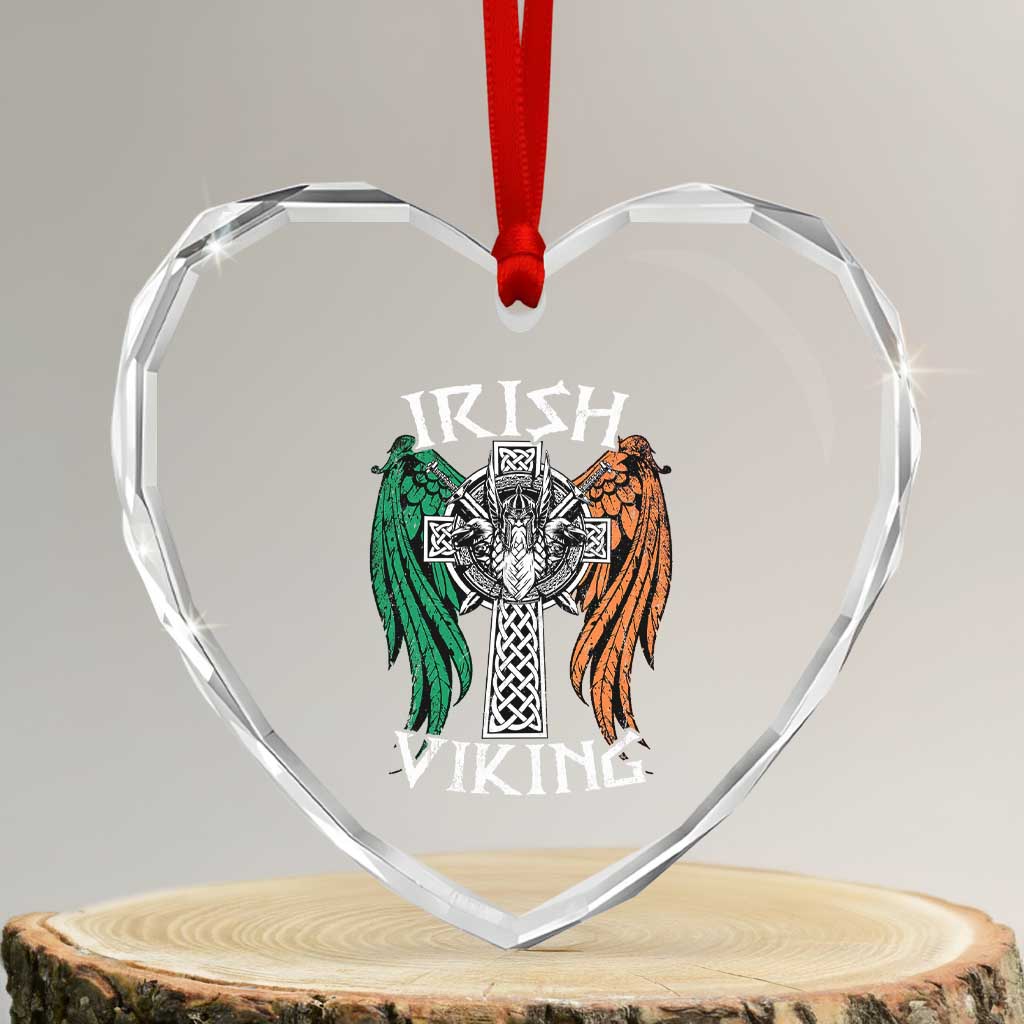 Irish Viking Heart Crystal Glass Ornament Vintage Shamrock Celtic Viking Skull TS11 Transparent Glass 3'' Heart Print Your Wear
