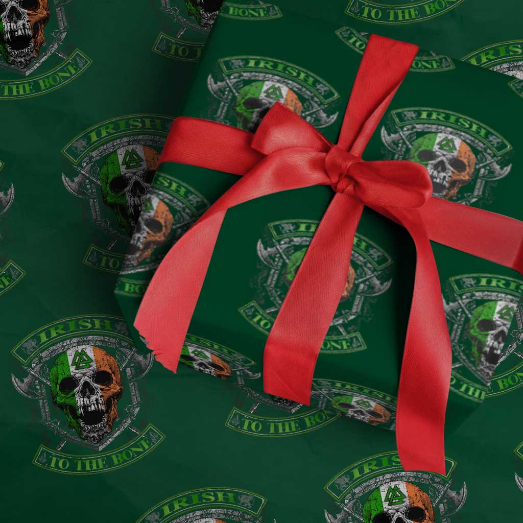 Irish Viking Wrapping Paper Roll Irish To The Bone Vintage Ireland Flag Skull TS11 Green Print Your Wear