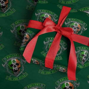 Irish Viking Wrapping Paper Roll Irish To The Bone Vintage Ireland Flag Skull TS11 Green Print Your Wear