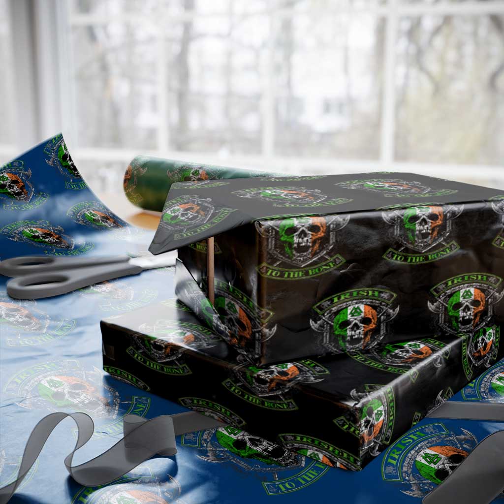 Irish Viking Wrapping Paper Roll Irish To The Bone Vintage Ireland Flag Skull TS11 Black Print Your Wear