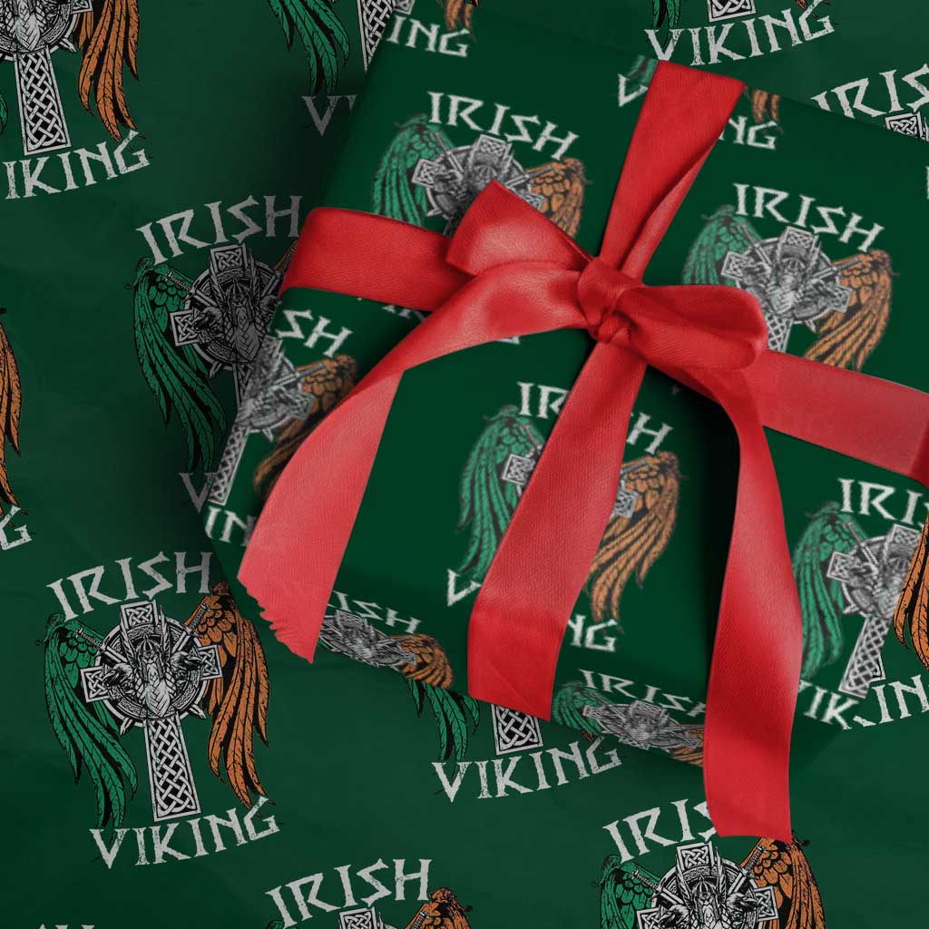 Irish Viking Wrapping Paper Roll Vintage Shamrock Celtic Viking Skull TS11 Green Print Your Wear