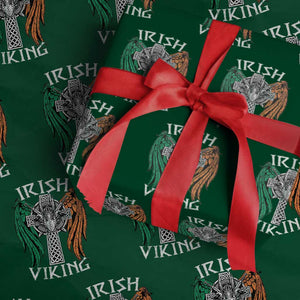 Irish Viking Wrapping Paper Roll Vintage Shamrock Celtic Viking Skull TS11 Green Print Your Wear